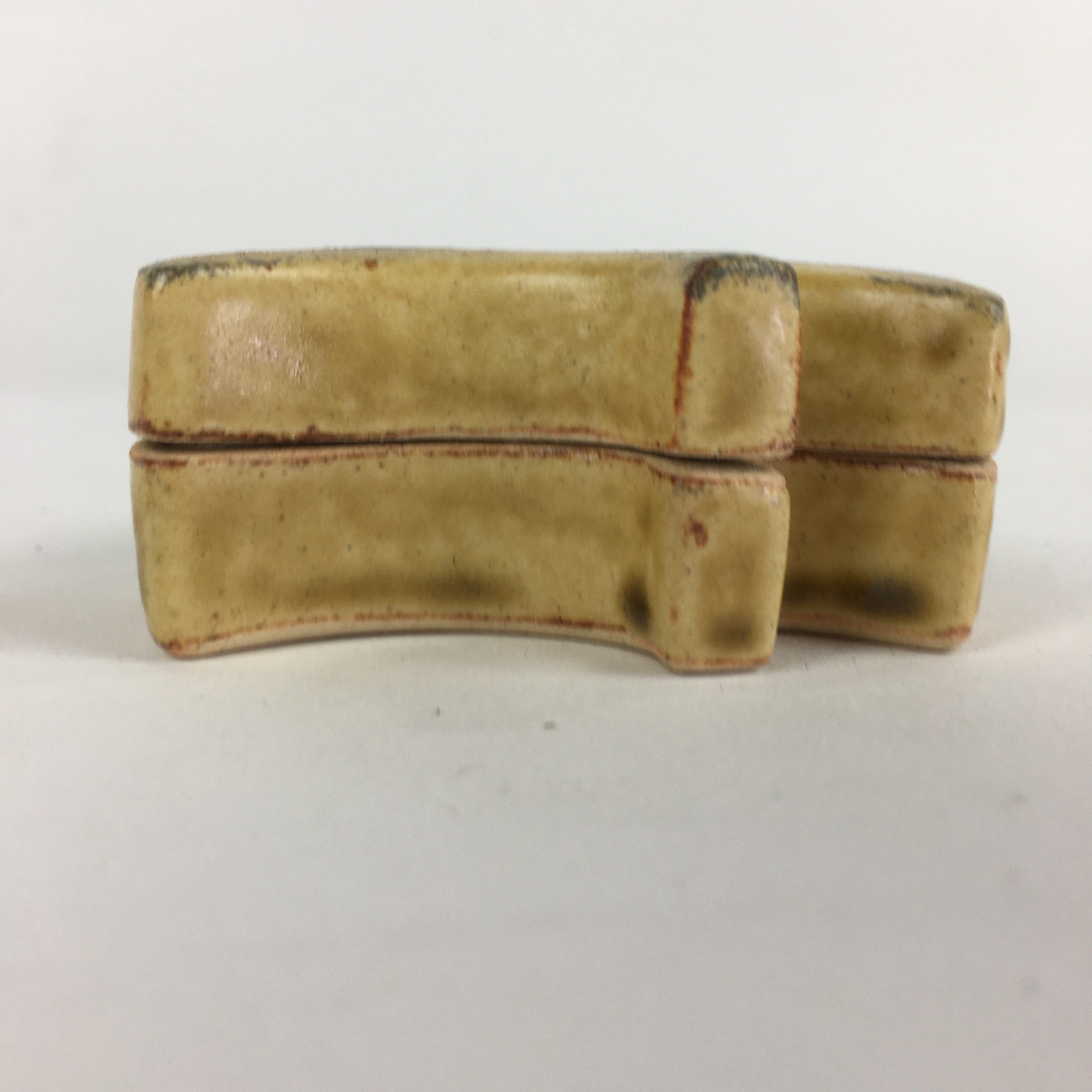 Japanese Ceramic Oribe Ware Incense Container Kogo Vtg Tea Ceremony PP907