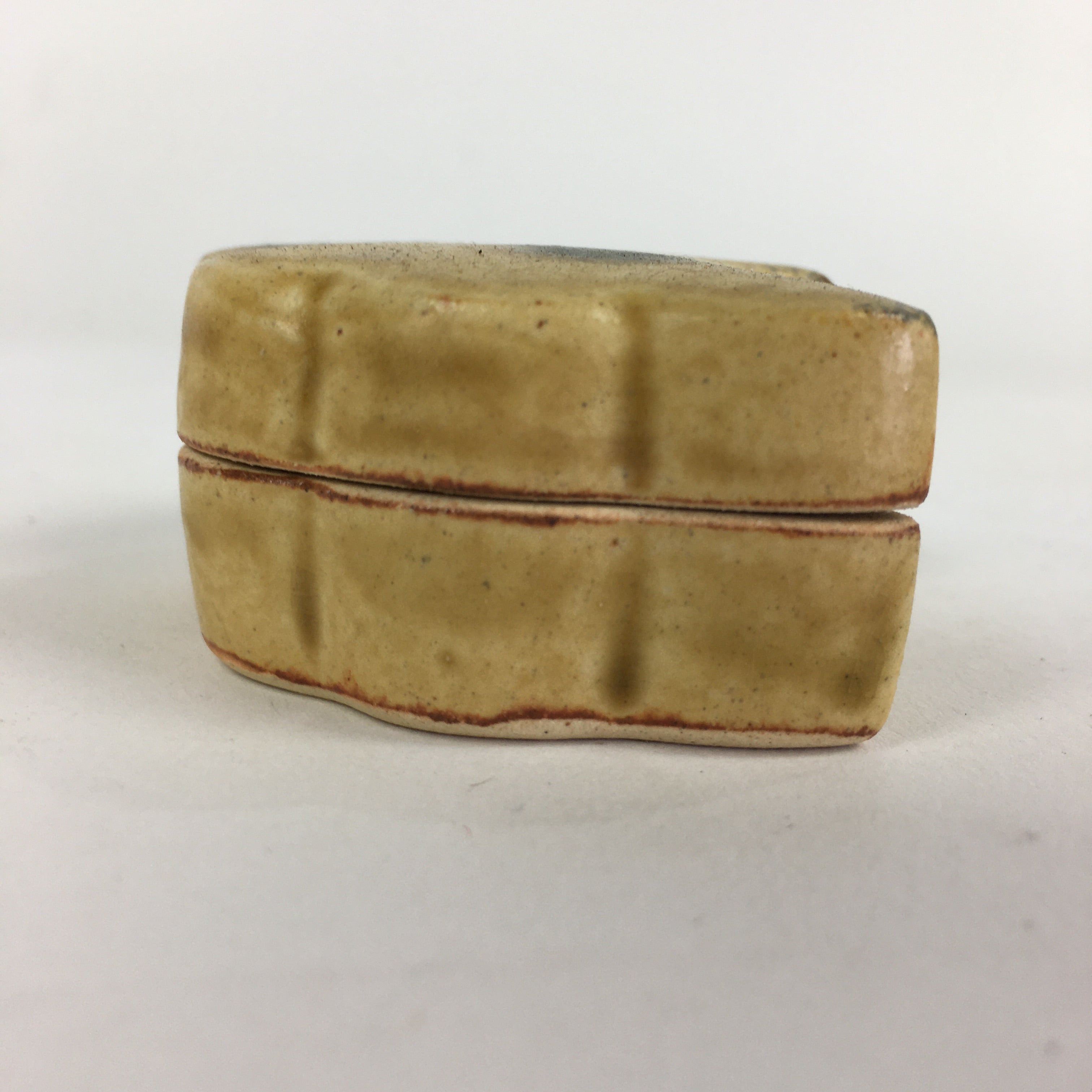 Japanese Ceramic Oribe Ware Incense Container Kogo Vtg Tea Ceremony PP907