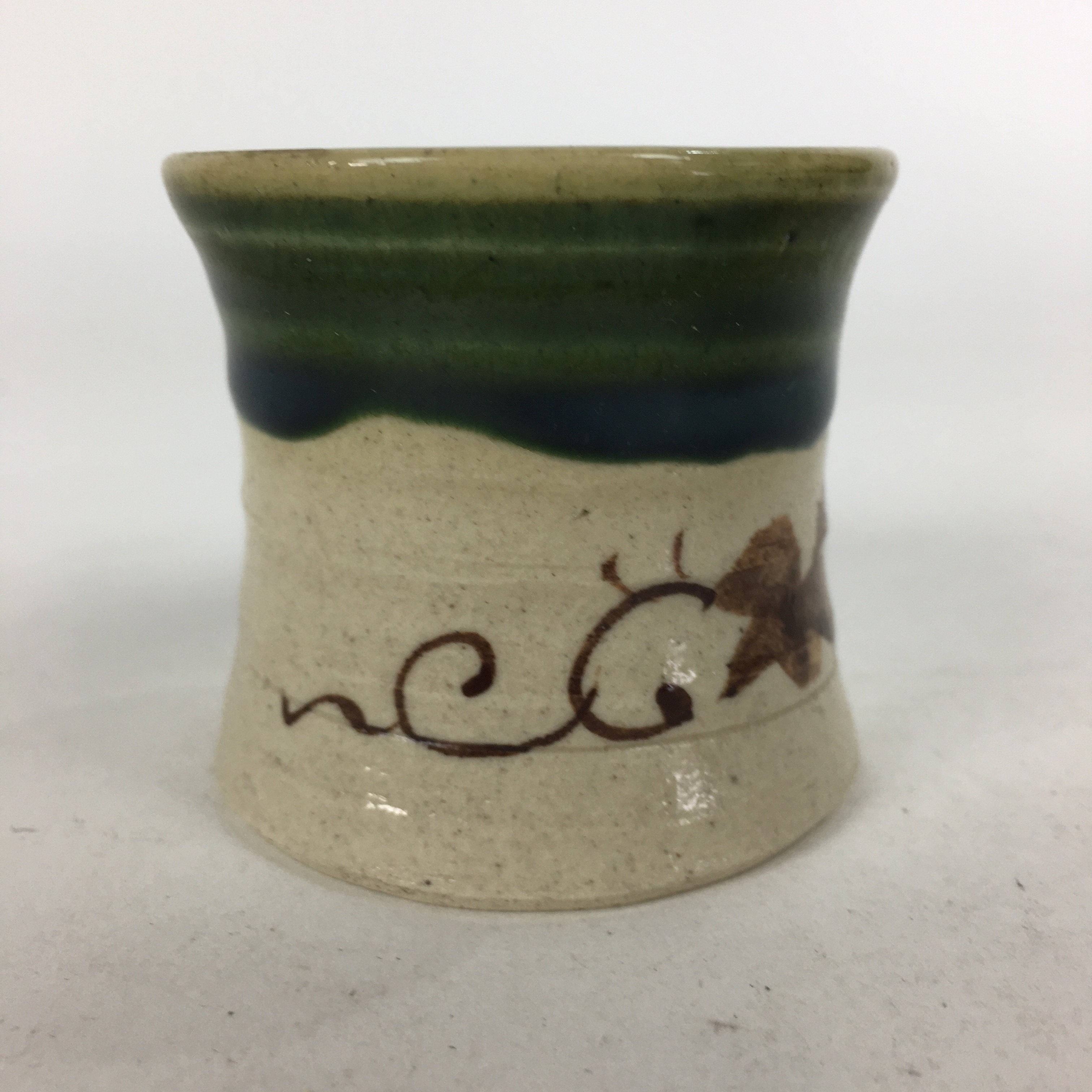 Japanese Ceramic Oribe Ware Ladle Rest Lid Stand Tea Ceremony Vtg Futaoki TG148