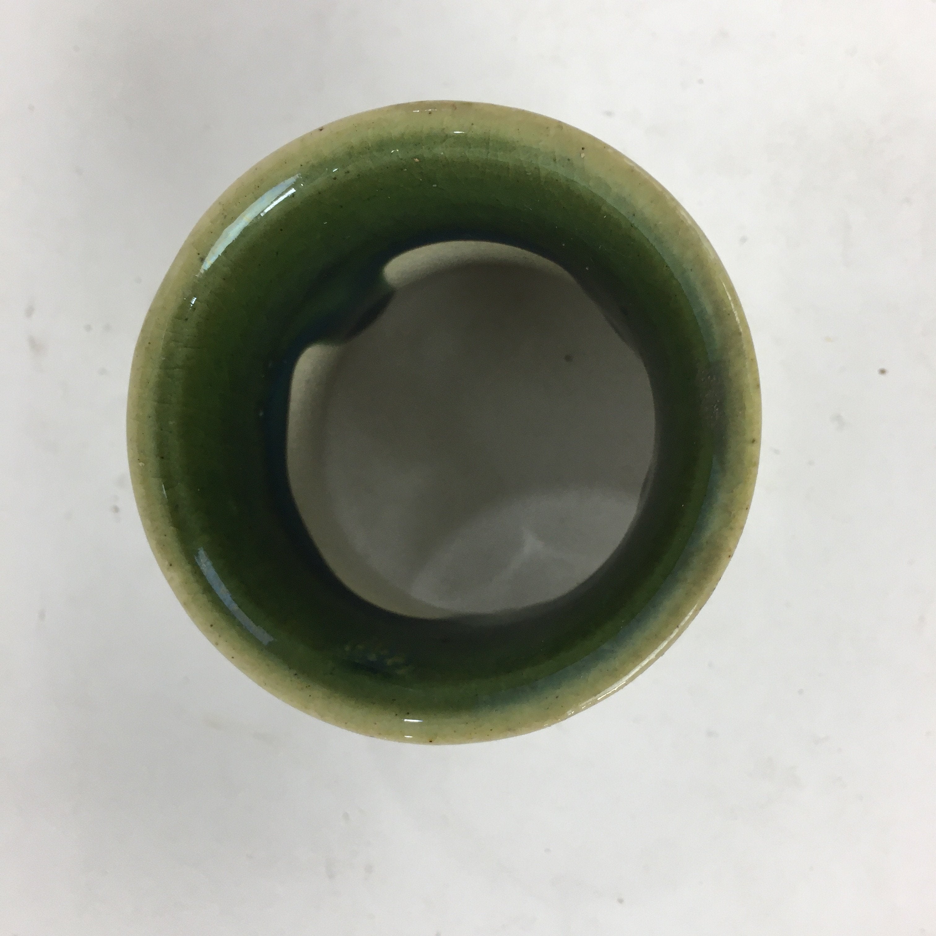Japanese Ceramic Oribe Ware Ladle Rest Lid Stand Tea Ceremony Vtg Futaoki TG148