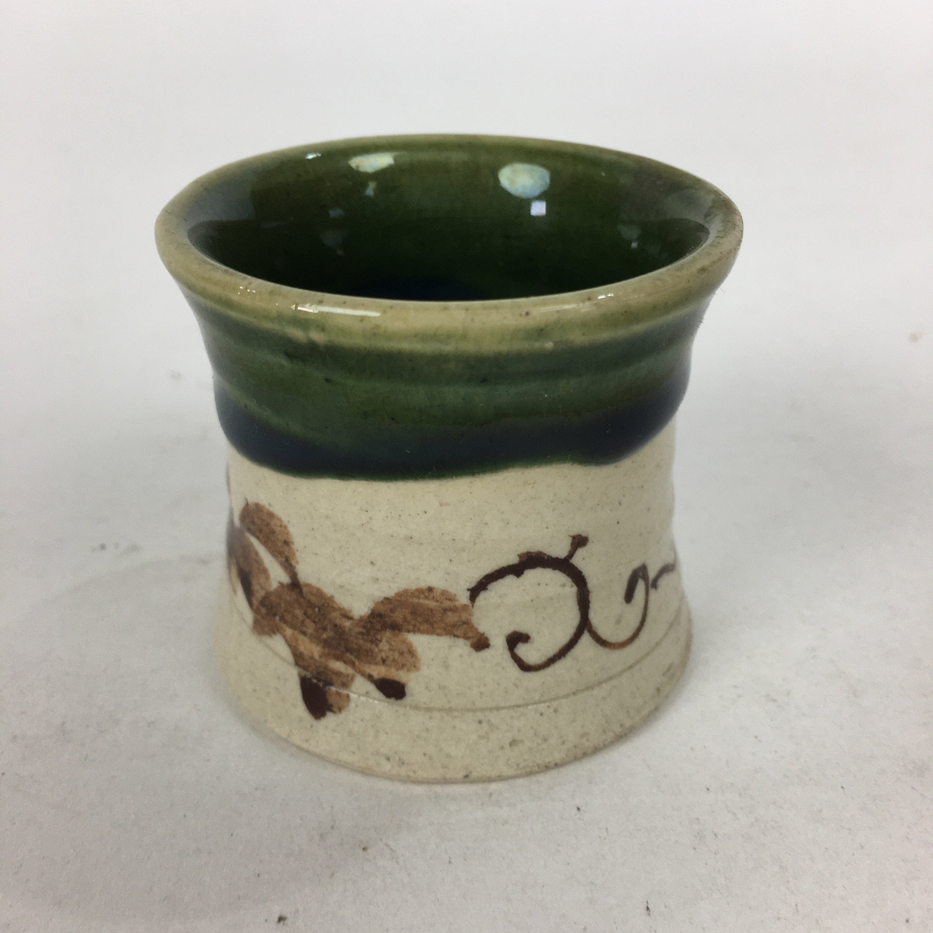 Japanese Ceramic Oribe Ware Ladle Rest Lid Stand Tea Ceremony Vtg Futaoki TG148