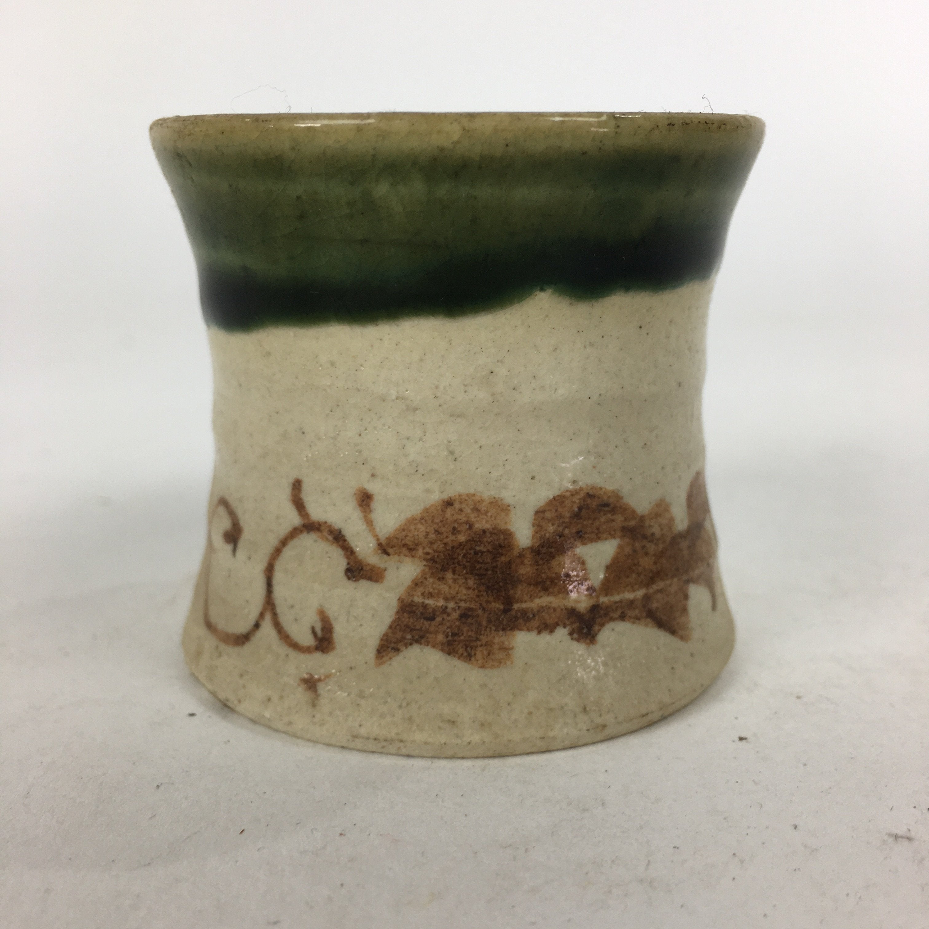 Japanese Ceramic Oribe Ware Ladle Rest Lid Stand Tea Ceremony Vtg Futaoki TG149