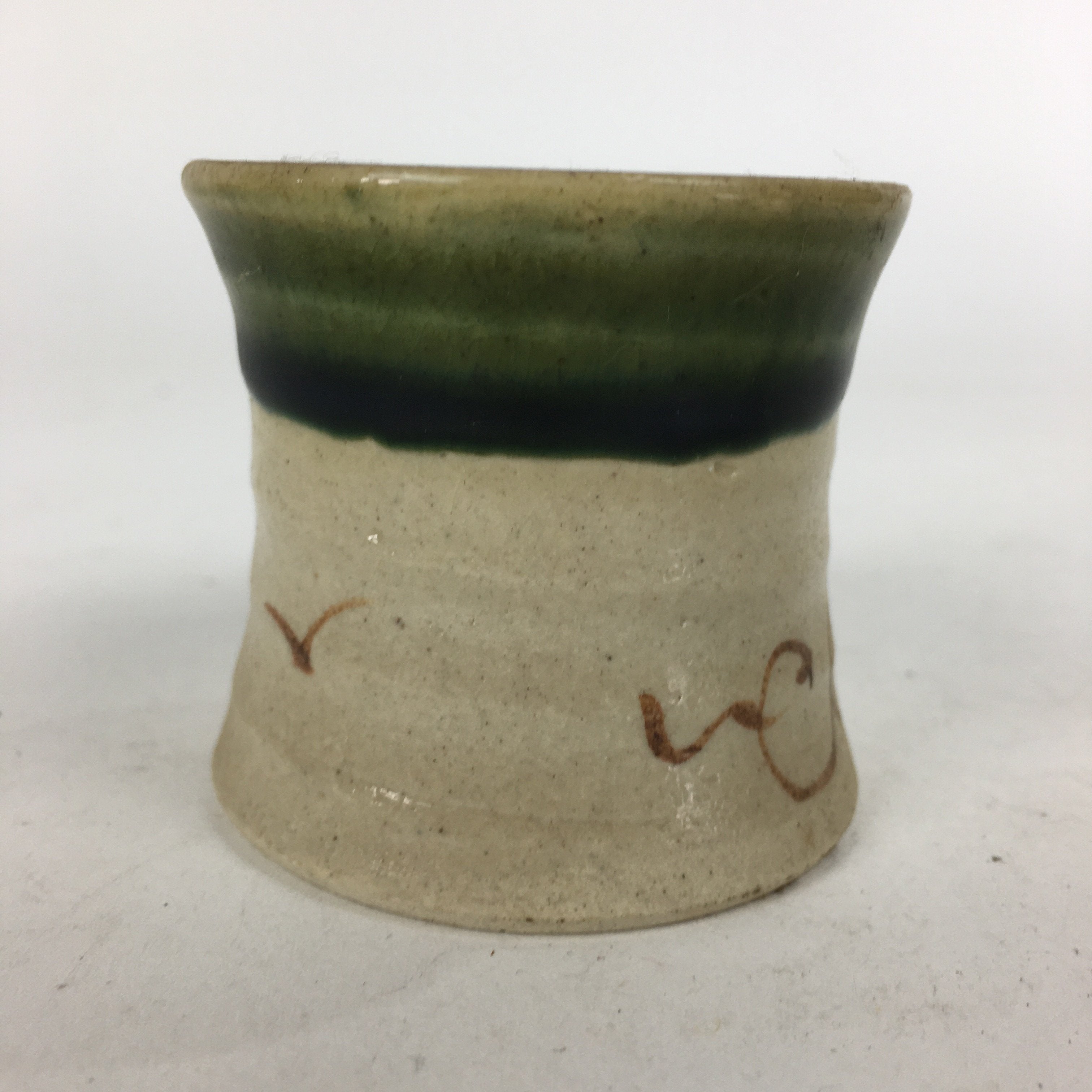 Japanese Ceramic Oribe Ware Ladle Rest Lid Stand Tea Ceremony Vtg Futaoki TG149