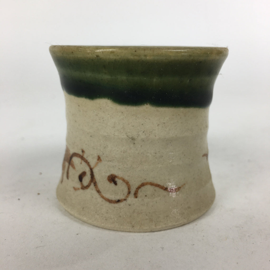 Japanese Ceramic Oribe Ware Ladle Rest Lid Stand Tea Ceremony Vtg Futaoki TG149