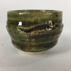 Japanese Ceramic Oribe Ware Sake Cup Vtg Guinomi Ochoko Green Glaze GU967