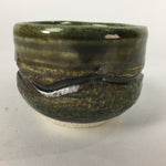 Japanese Ceramic Oribe Ware Sake Cup Vtg Guinomi Ochoko Green Glaze GU968