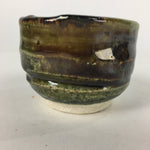 Japanese Ceramic Oribe Ware Sake Cup Vtg Guinomi Ochoko Green Glaze GU969