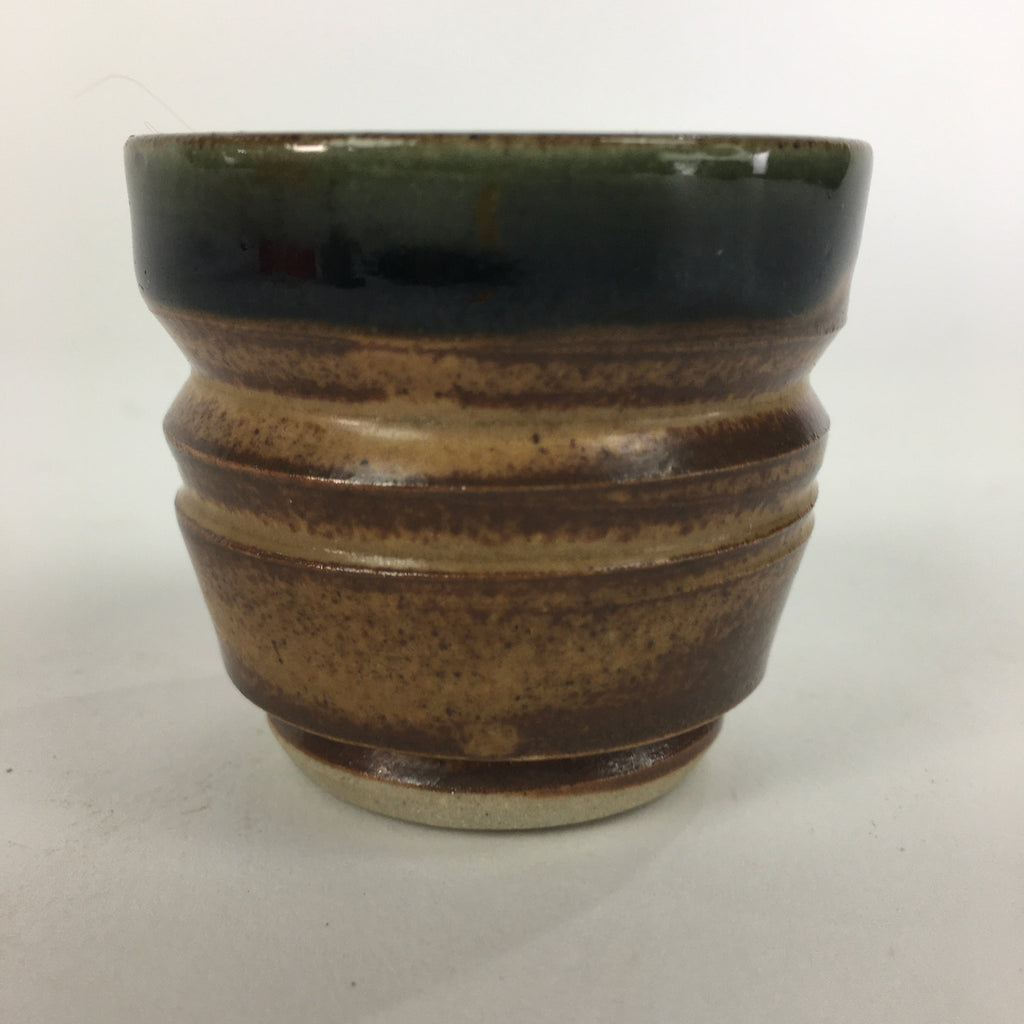 Japanese Ceramic Oribe Ware Sake Cup Vtg Guinomi Ochoko Green Glaze GU973
