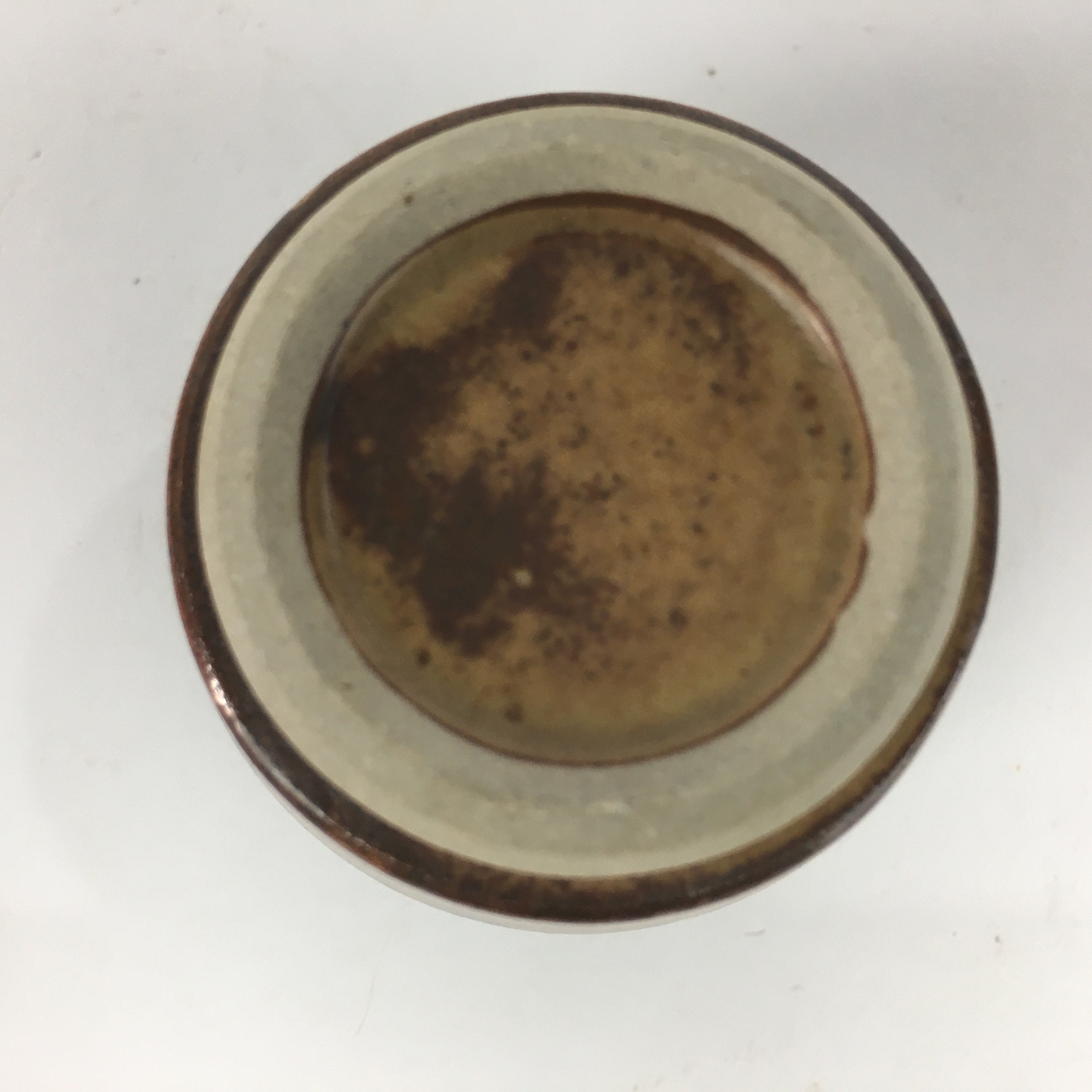 Japanese Ceramic Oribe Ware Sake Cup Vtg Guinomi Ochoko Green Glaze GU973