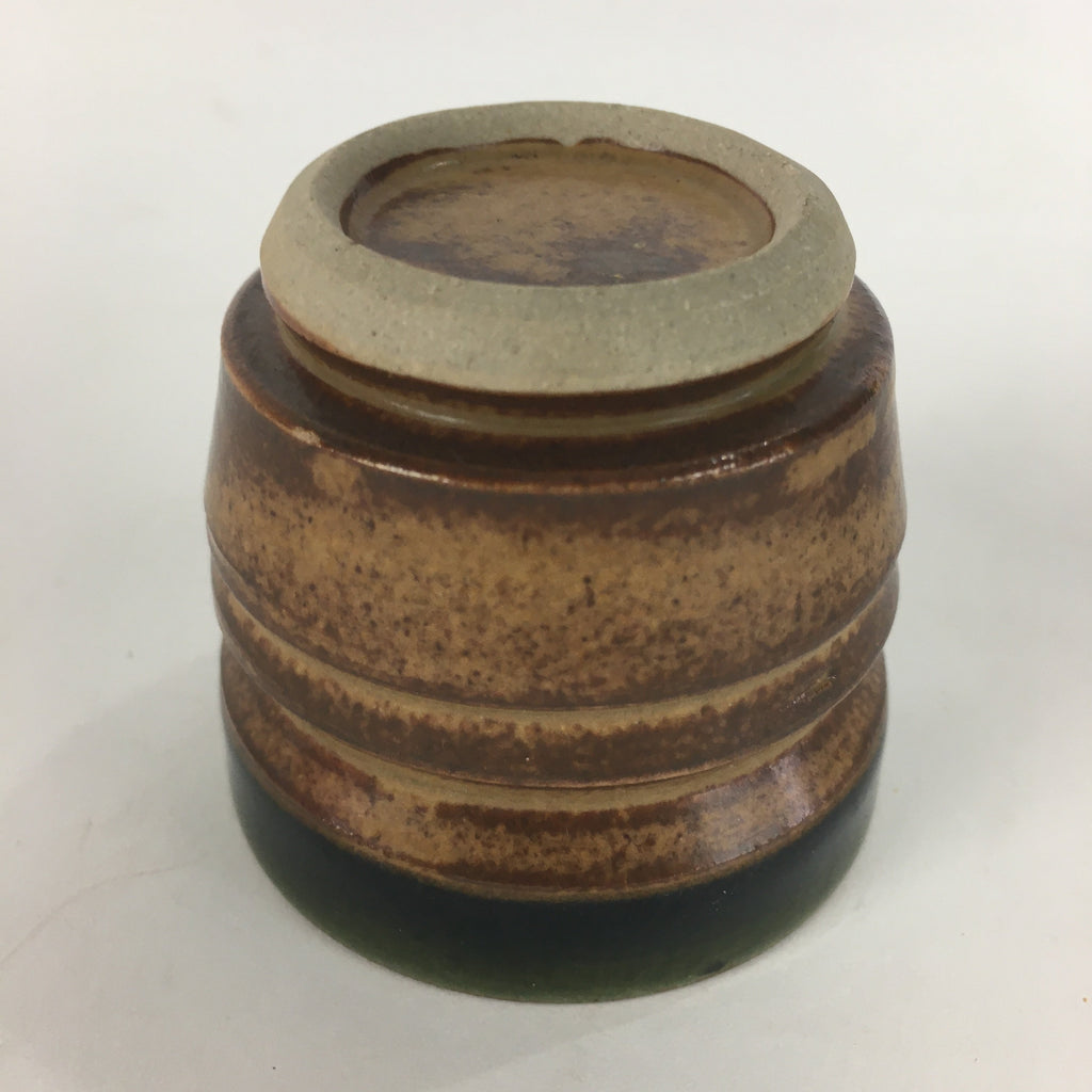 Japanese Ceramic Oribe Ware Sake Cup Vtg Guinomi Ochoko Green Glaze GU973