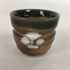 Japanese Ceramic Oribe Ware Sake Cup Vtg Guinomi Ochoko Green Glaze GU973
