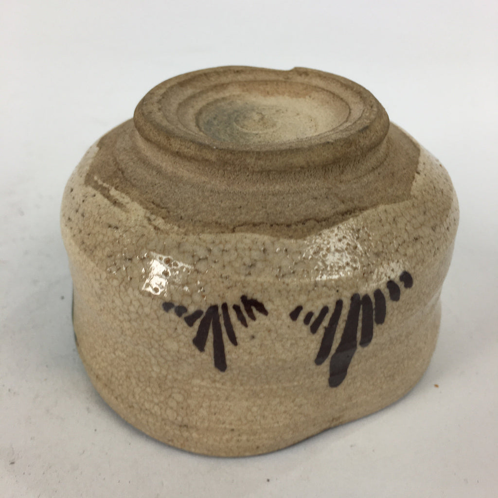 Japanese Ceramic Oribe Ware Small Bowl Vtg Pottery Green Glaze Kobachi PP846