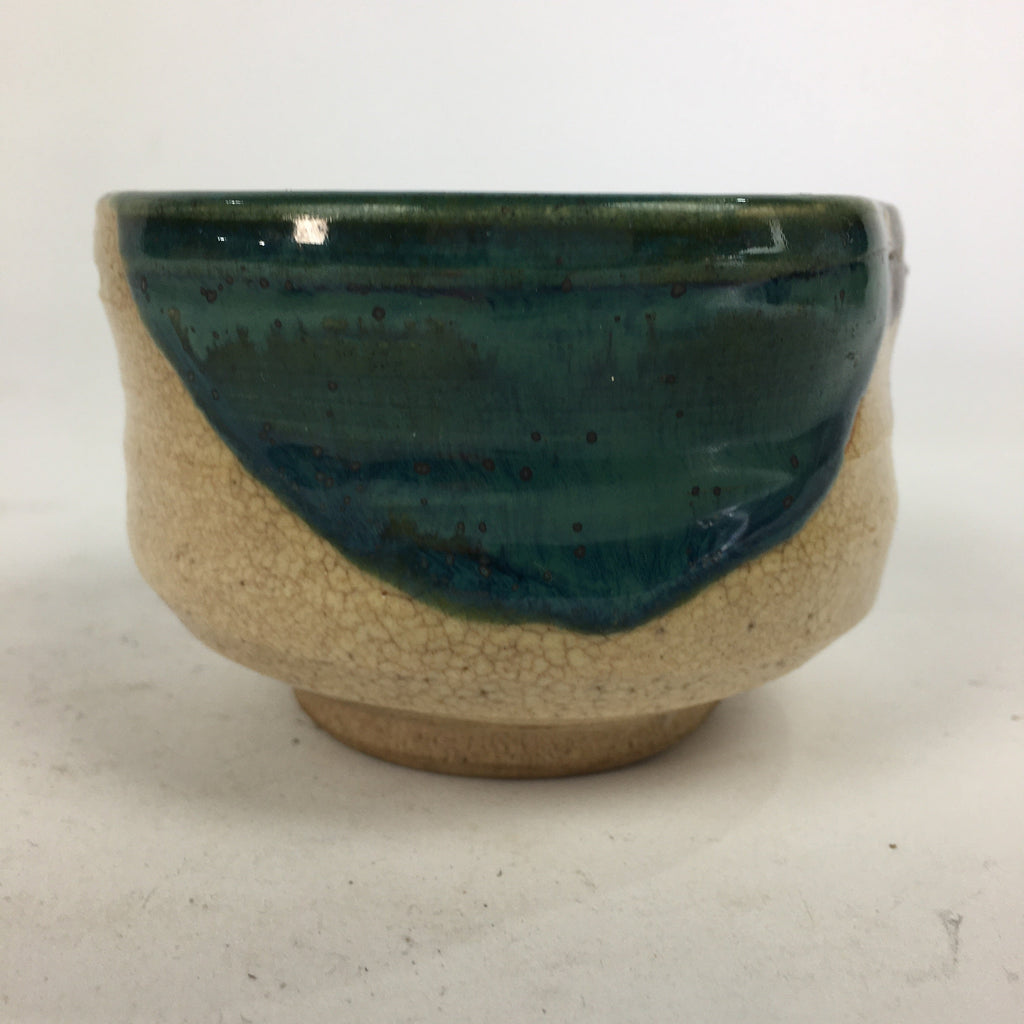 Japanese Ceramic Oribe Ware Small Bowl Vtg Pottery Green Glaze Kobachi PP846