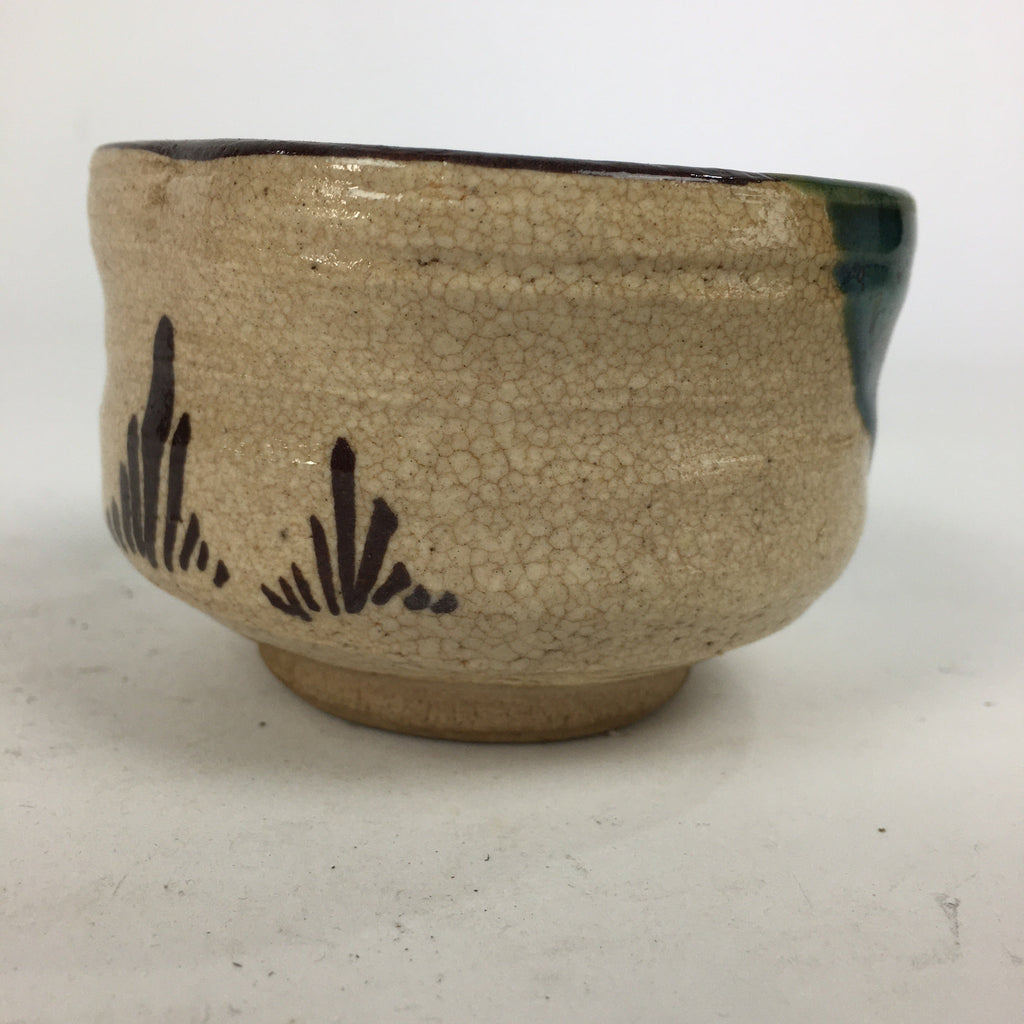 Japanese Ceramic Oribe Ware Small Bowl Vtg Pottery Green Glaze Kobachi PP846