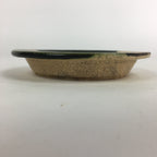 Japanese Ceramic Oribe Ware Small Plate Vtg Pottery Green Glaze Round Kozara PP7