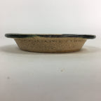 Japanese Ceramic Oribe Ware Small Plate Vtg Pottery Green Glaze Round Kozara PP7