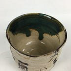 Japanese Ceramic Oribe Ware Tea Ceremony Bowl Vtg Green Matcha Chawan GTB781