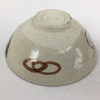 Japanese Ceramic Oribe Ware Tea Ceremony Bowl Vtg Green White Chawan GTB773