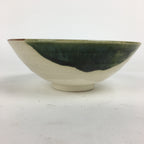 Japanese Ceramic Oribe Ware Tea Ceremony Bowl Vtg Green White Chawan GTB773