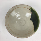 Japanese Ceramic Oribe Ware Tea Ceremony Bowl Vtg Green White Chawan GTB773