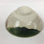 Japanese Ceramic Oribe Ware Tea Ceremony Bowl Vtg Green White Chawan GTB773