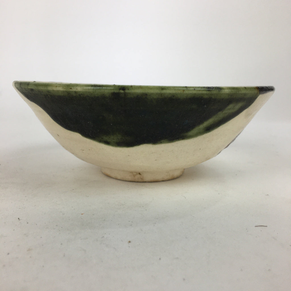 Japanese Ceramic Oribe Ware Tea Ceremony Green Tea Bowl Vtg Chawan GTB880