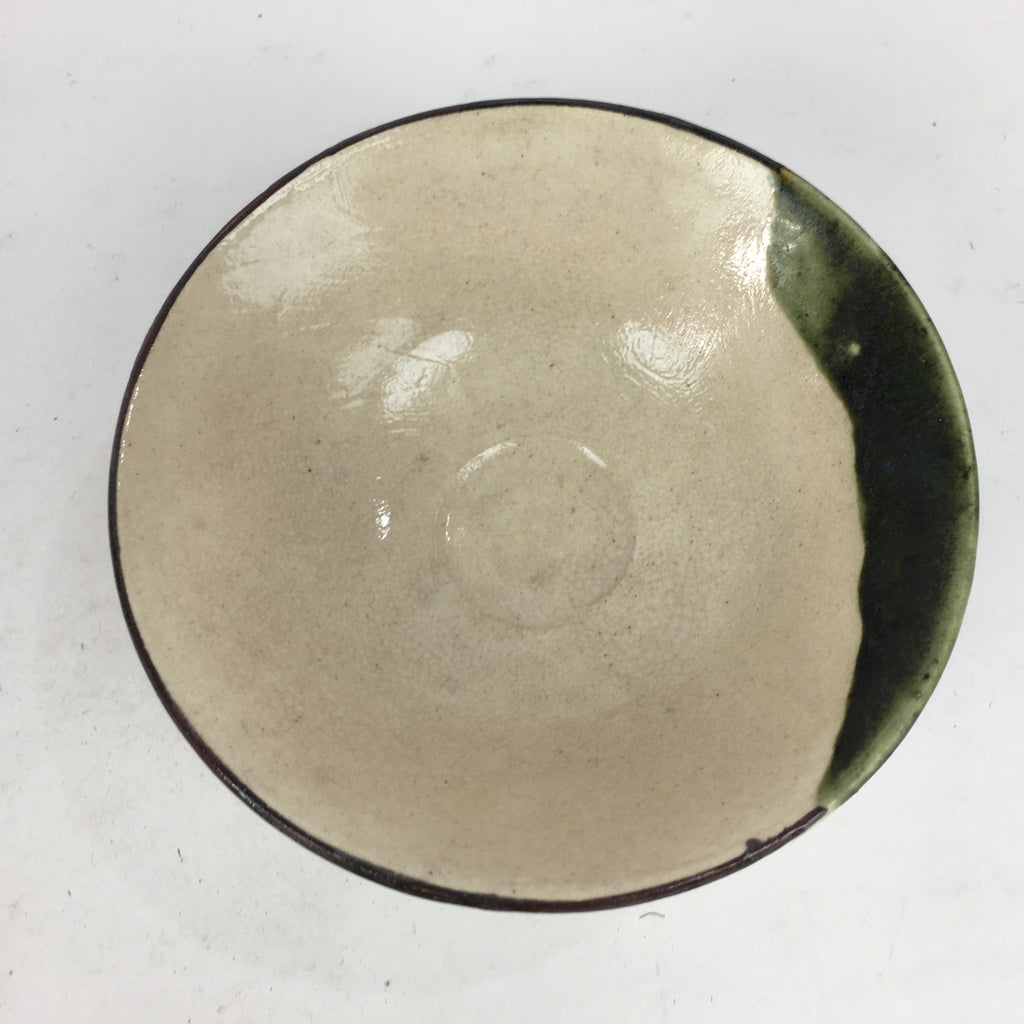 Japanese Ceramic Oribe Ware Tea Ceremony Green Tea Bowl Vtg Chawan GTB880