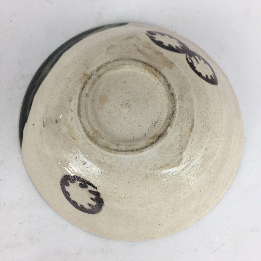 Japanese Ceramic Oribe Ware Tea Ceremony Green Tea Bowl Vtg Chawan GTB880