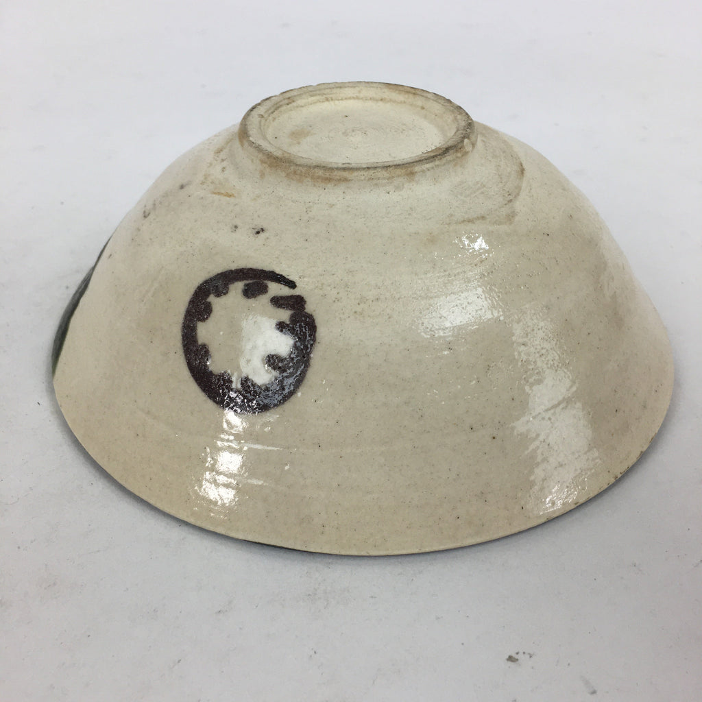 Japanese Ceramic Oribe Ware Tea Ceremony Green Tea Bowl Vtg Chawan GTB880
