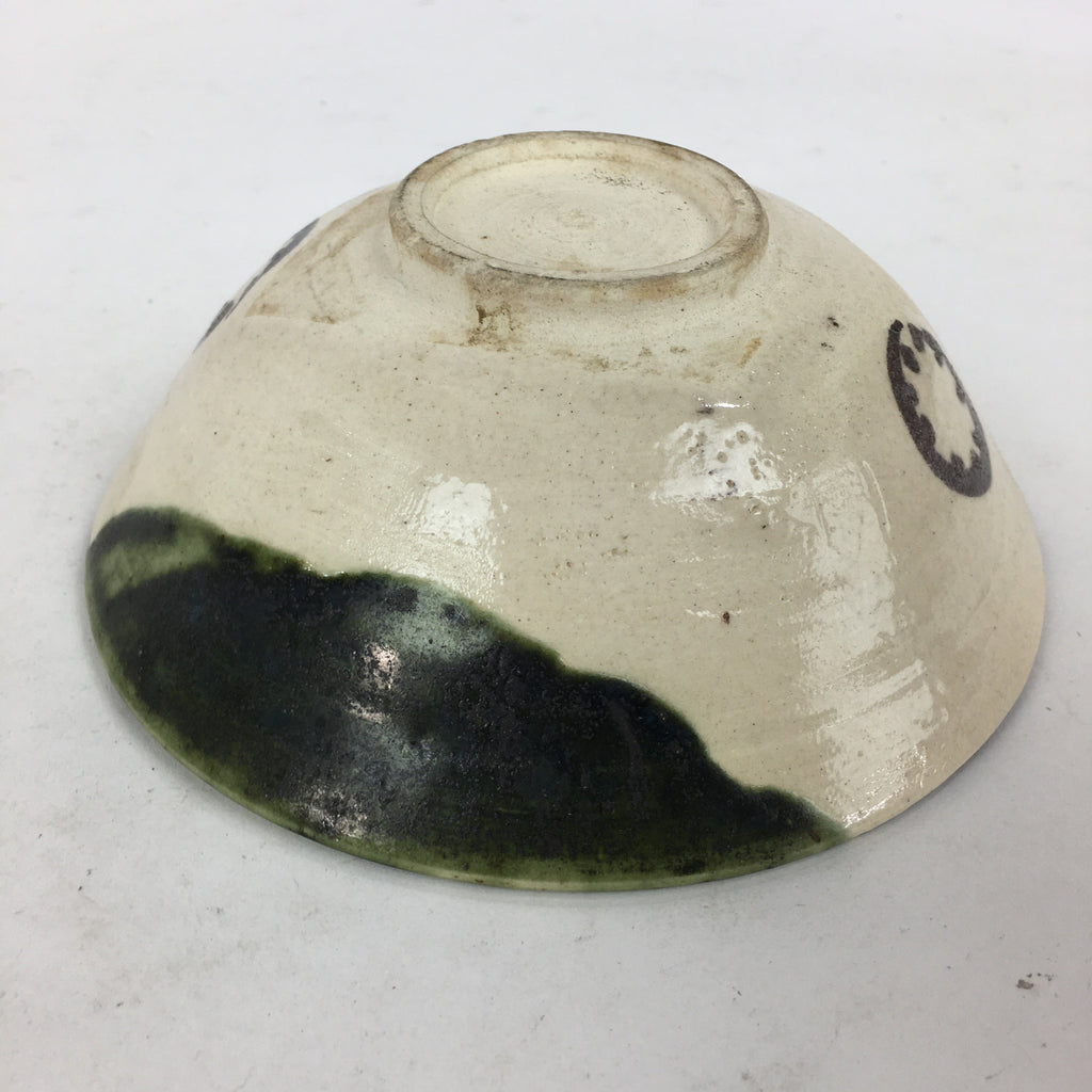 Japanese Ceramic Oribe Ware Tea Ceremony Green Tea Bowl Vtg Chawan GTB880