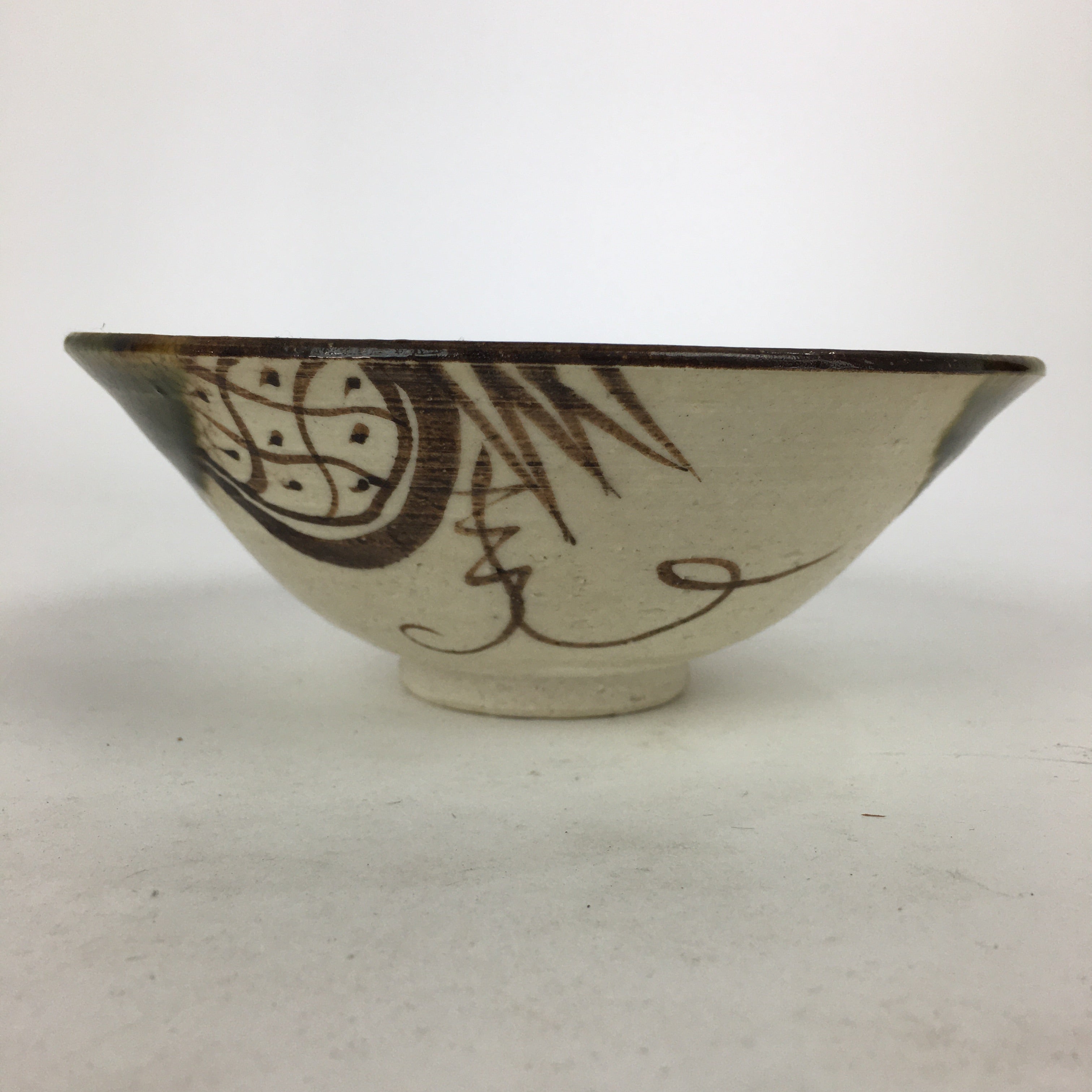 Japanese Ceramic Oribe Ware Tea Ceremony Green Tea Bowl Vtg Chawan GTB881