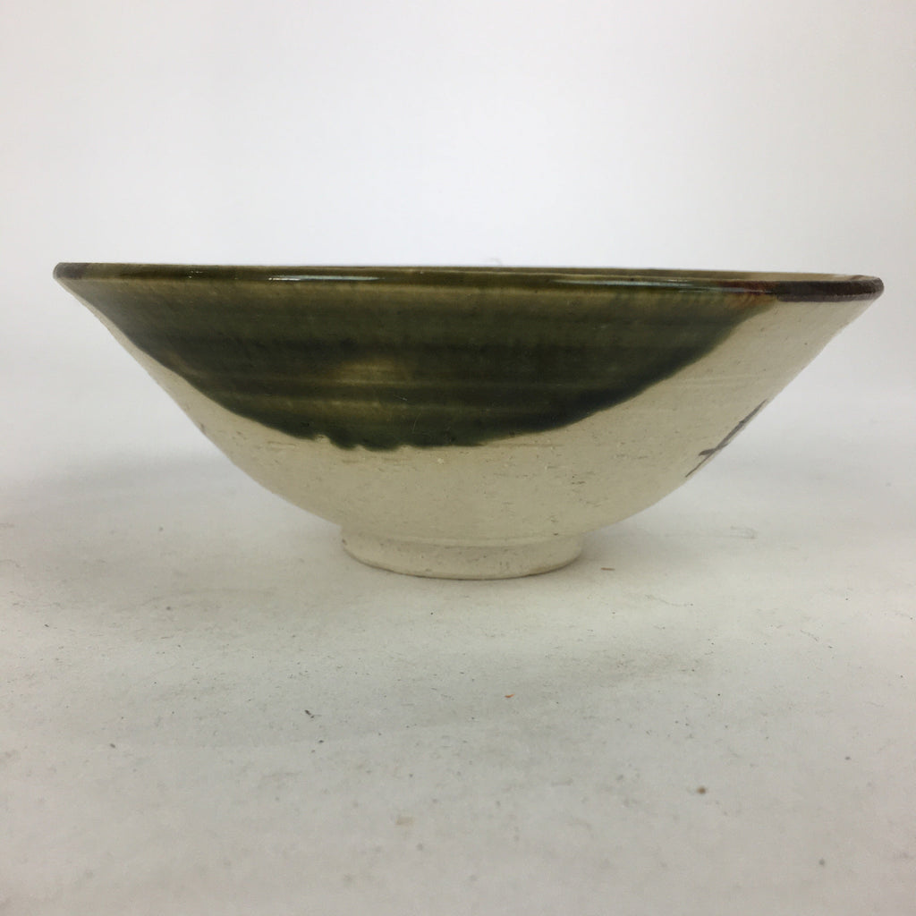 Japanese Ceramic Oribe Ware Tea Ceremony Green Tea Bowl Vtg Chawan GTB881