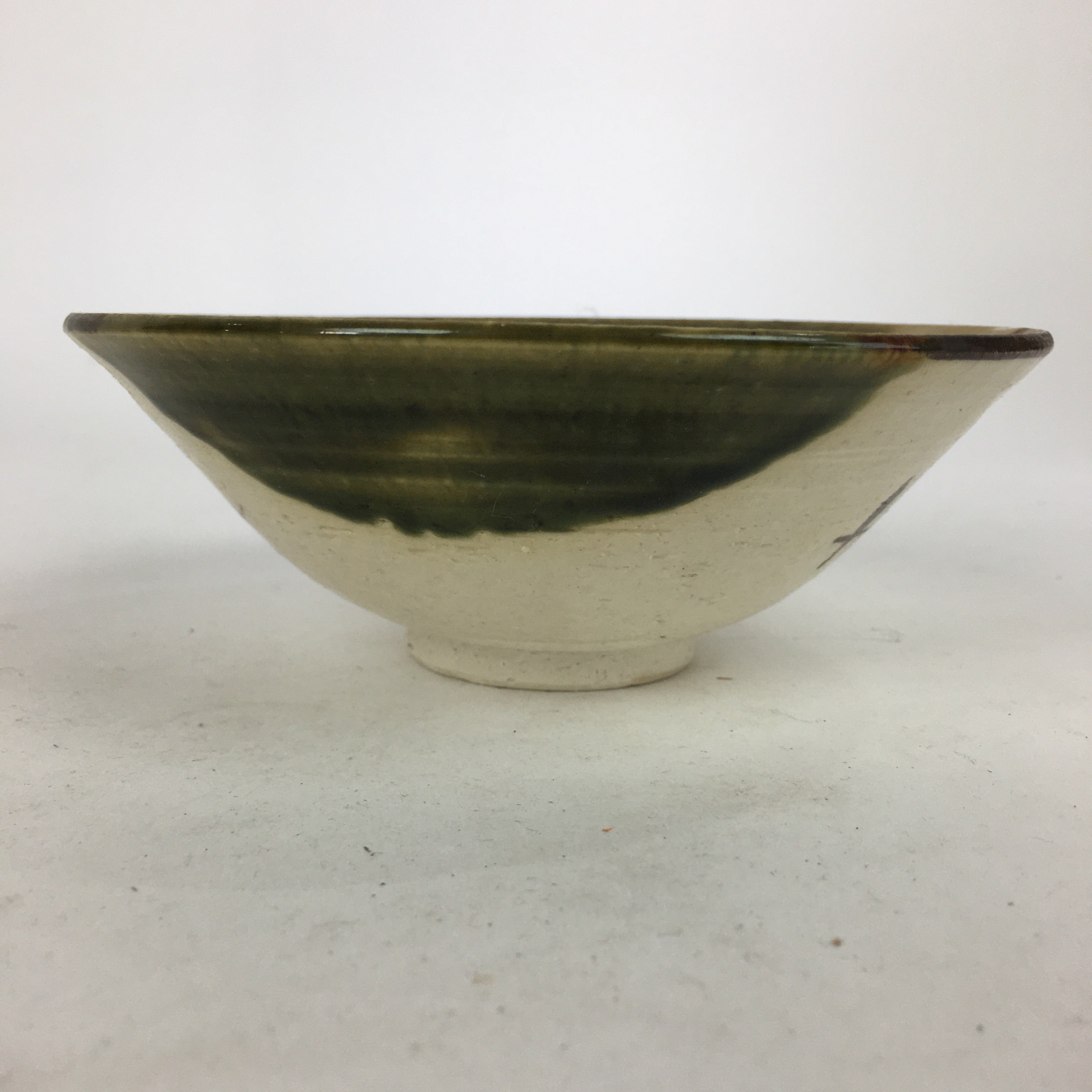 Japanese Ceramic Oribe Ware Tea Ceremony Green Tea Bowl Vtg Chawan GTB881