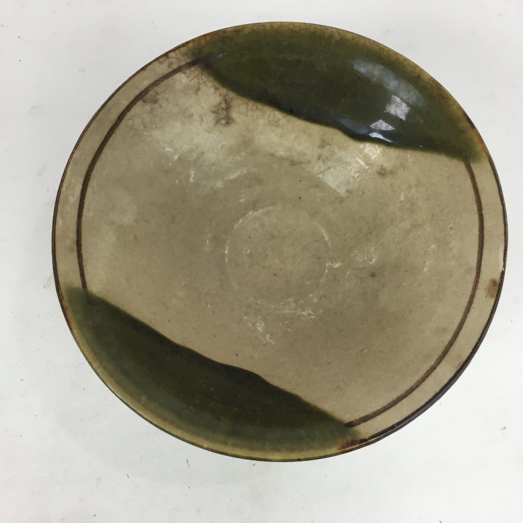 Japanese Ceramic Oribe Ware Tea Ceremony Green Tea Bowl Vtg Chawan GTB881