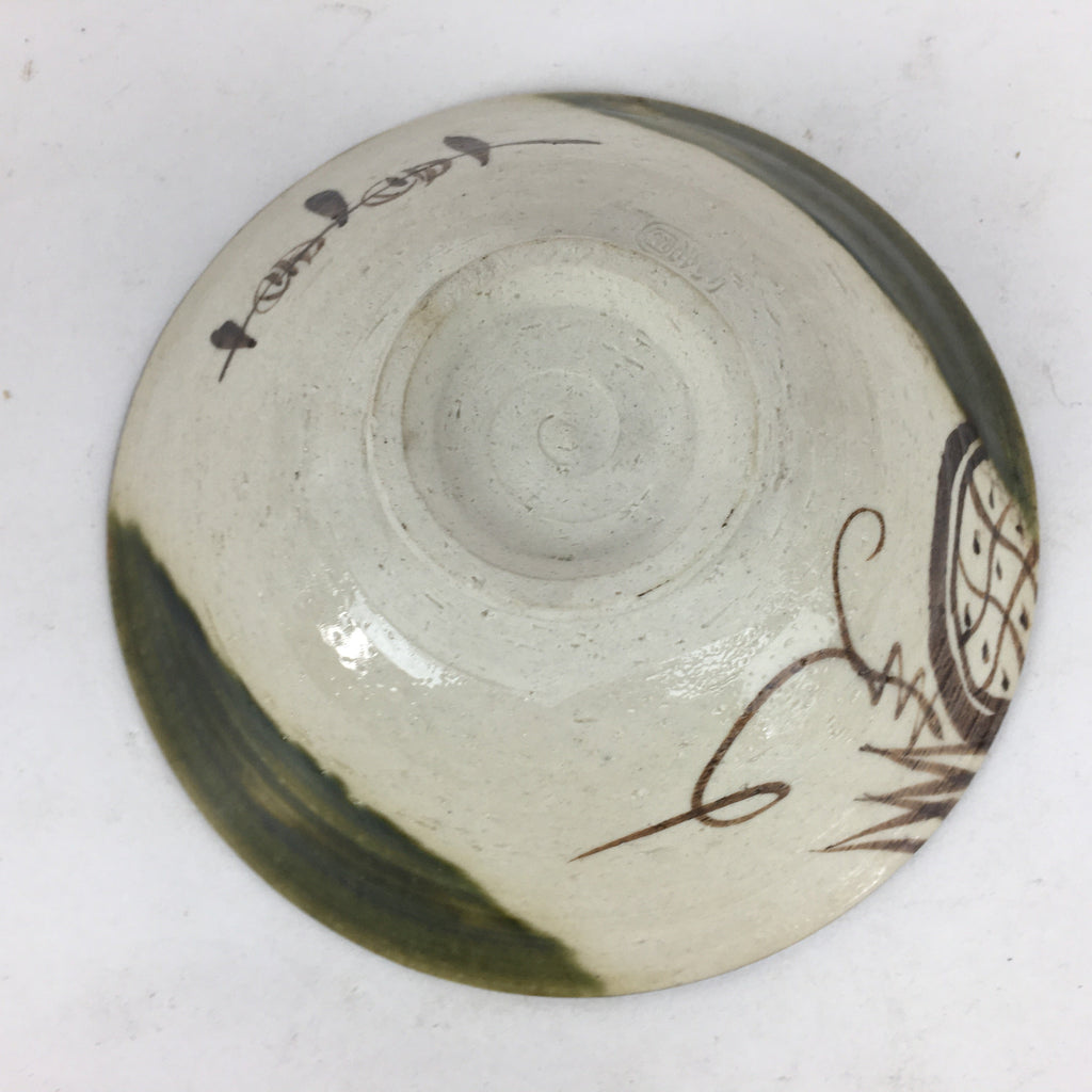 Japanese Ceramic Oribe Ware Tea Ceremony Green Tea Bowl Vtg Chawan GTB881