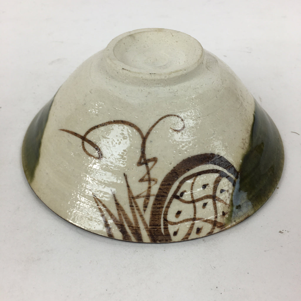 Japanese Ceramic Oribe Ware Tea Ceremony Green Tea Bowl Vtg Chawan GTB881