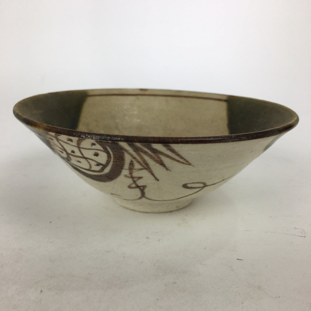 Japanese Ceramic Oribe Ware Tea Ceremony Green Tea Bowl Vtg Chawan GTB881