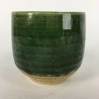 Japanese Ceramic Oribe Ware Teacup Yunomi Vtg Green Yellow Pottery Sencha TC233