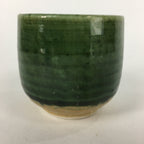 Japanese Ceramic Oribe Ware Teacup Yunomi Vtg Green Yellow Pottery Sencha TC233