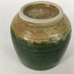 Japanese Ceramic Oribe Ware Teacup Yunomi Vtg Green Yellow Pottery Sencha TC233