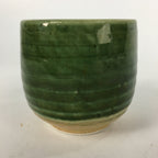 Japanese Ceramic Oribe Ware Teacup Yunomi Vtg Green Yellow Pottery Sencha TC234