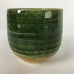 Japanese Ceramic Oribe Ware Teacup Yunomi Vtg Green Yellow Pottery Sencha TC234