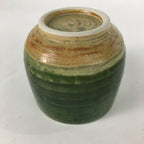 Japanese Ceramic Oribe Ware Teacup Yunomi Vtg Green Yellow Pottery Sencha TC234