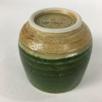 Japanese Ceramic Oribe Ware Teacup Yunomi Vtg Green Yellow Pottery Sencha TC234