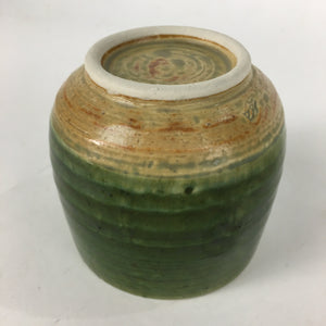 Japanese Ceramic Oribe Ware Teacup Yunomi Vtg Green Yellow Pottery Sencha TC234