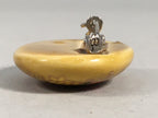 Japanese Ceramic Oval Brooch Vtg Ki Seto Glaze Gold Red White Flower JK60
