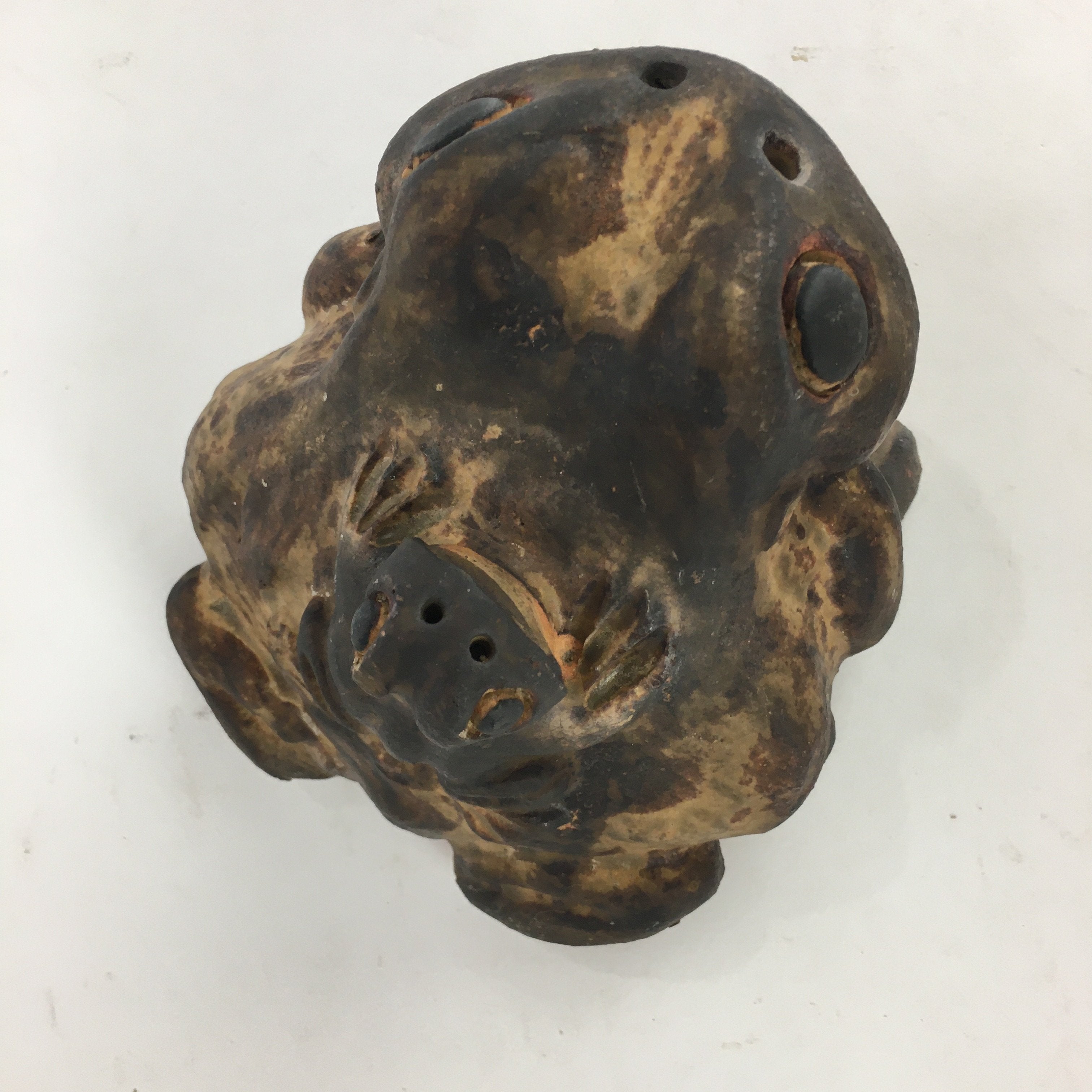 Japanese Ceramic Parent And Child Frog Statue Vtg Pottery Okimono Kaeru BD691