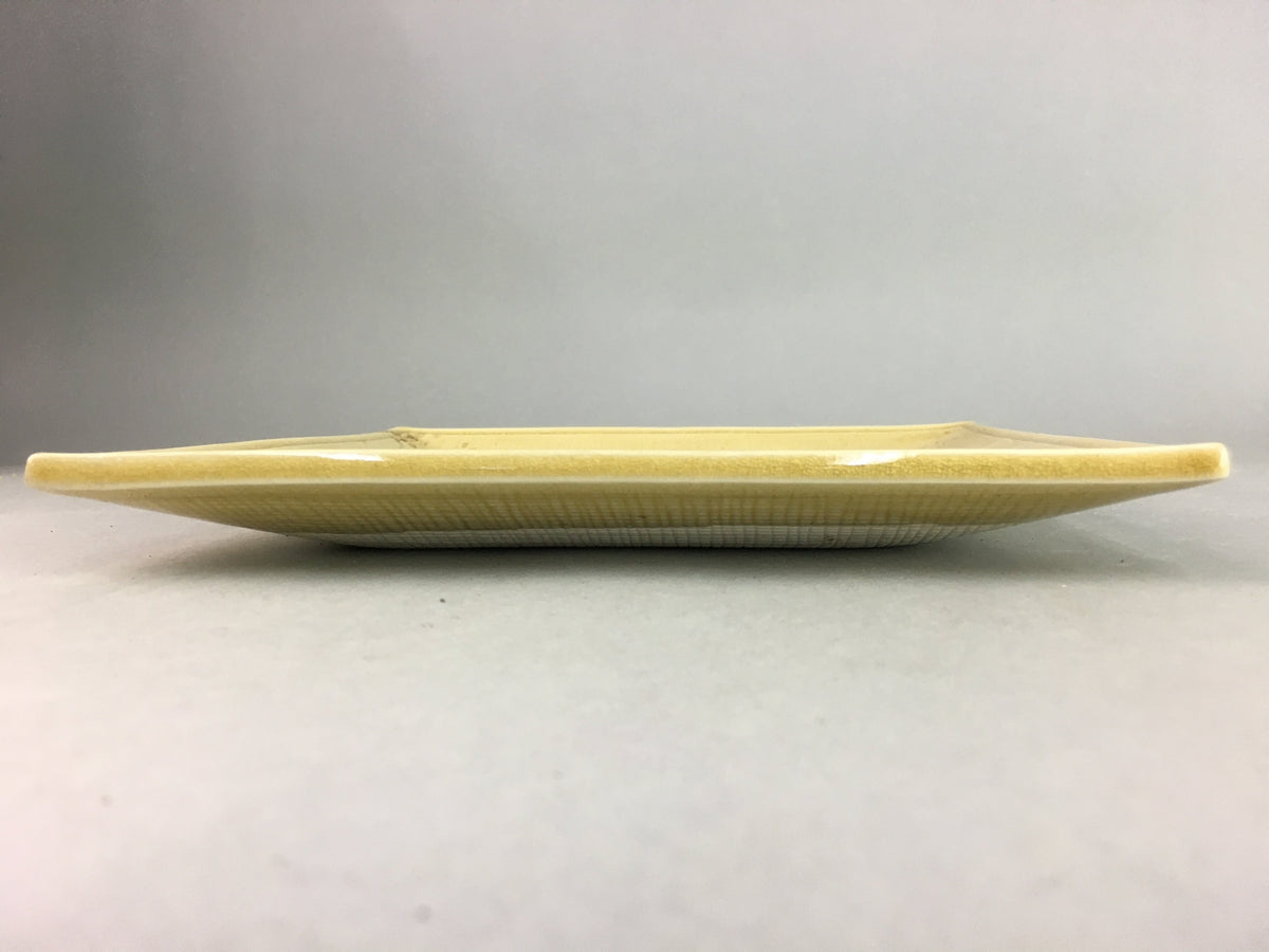 Japanese Ceramic Plate 6 pc Set Ki Seto ware Vtg Wooden Box Bamboo PX443