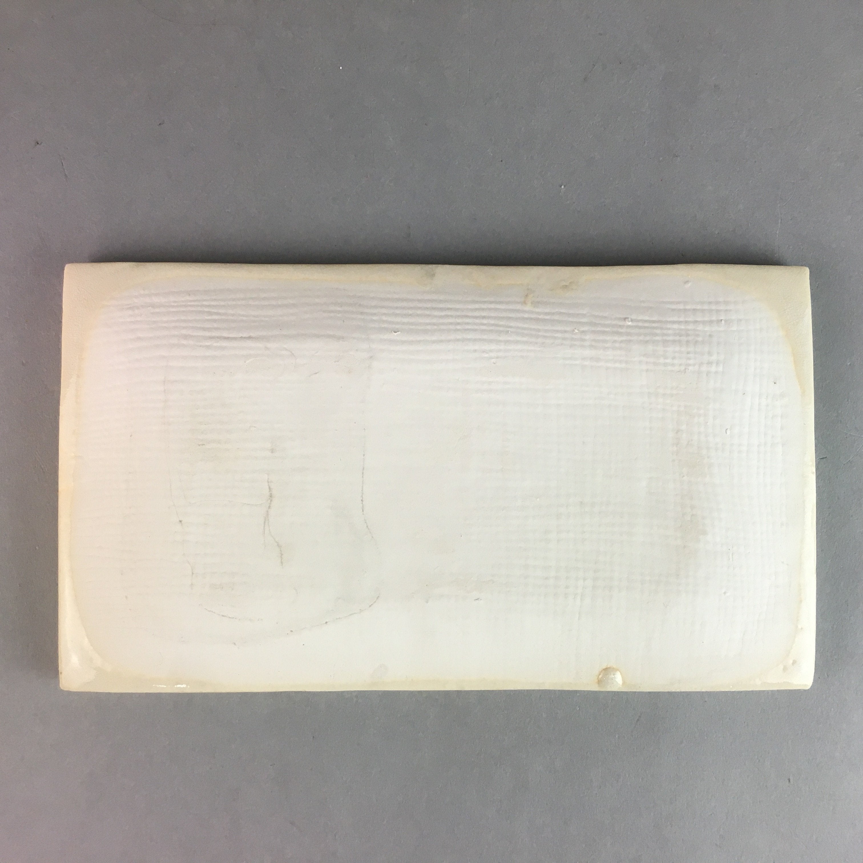 Japanese Ceramic Plate Vtg Rectangle Pottery Floral Kanji Iris Purple Flower PP3