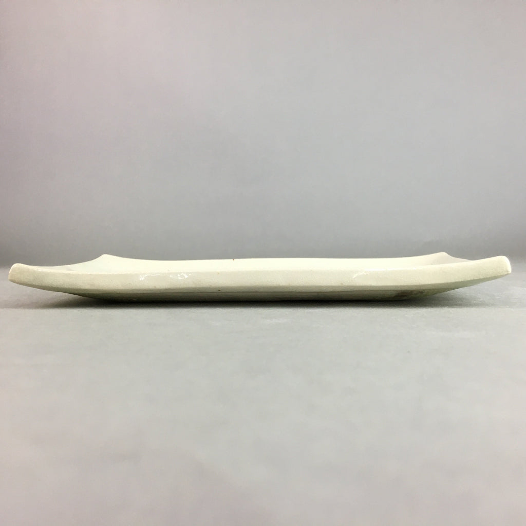 Japanese Ceramic Plate Vtg Rectangle Pottery Floral Kanji Morning Glory PP316